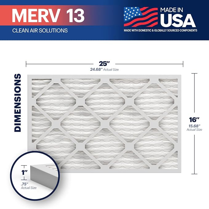 BNX TruFilter 16x25x1 MERV 13 AC Furnace Air Filter - Image 2