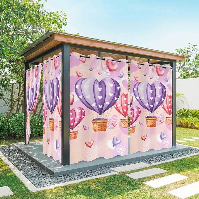 Hot Air Balloons Waterproof Outdoor Curtains by Unknown