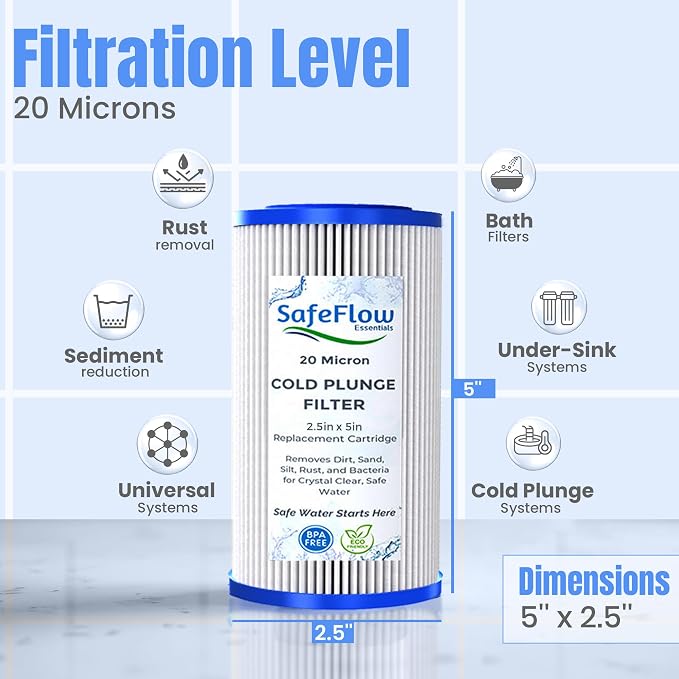 5" x 2.5" Cold Plunge Filter 20 Micron – Fits The Pod Ice Cold Plunge Water - Image 4