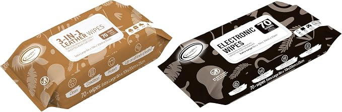 Air Jungles 3in1 Leather Cleaner Wipes 70 Count, and Air Jungles Electronic by AirJungles