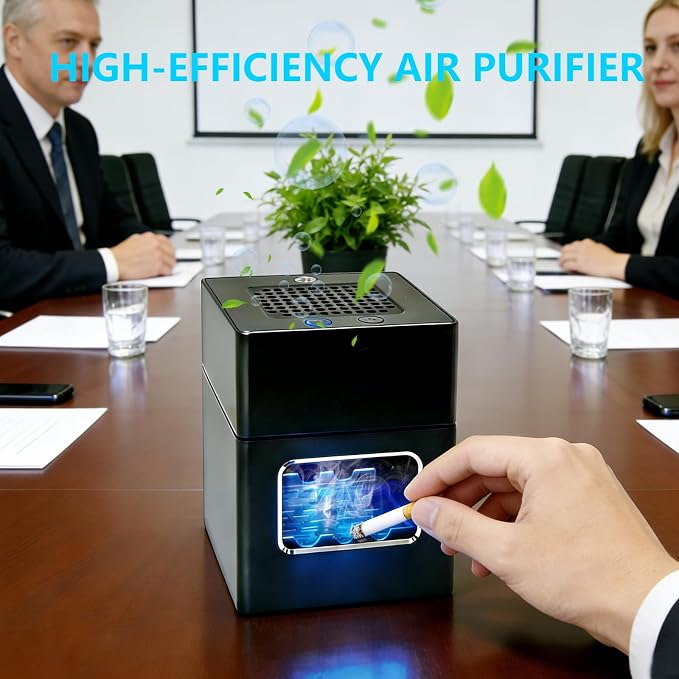 Smokeless Ashtray with Cigarette Lighter, Rechargeable Portable Smoke Removing - Image 4