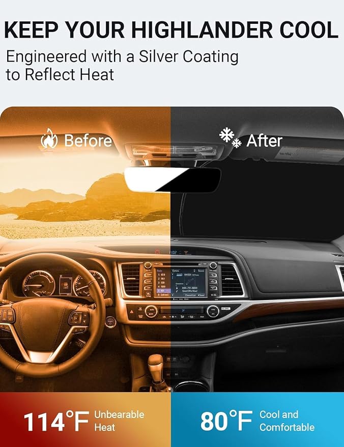 Proadsy 2026 Upgrade Front Windshield Sun Shade Foldable Sunshade Protector - Image 3