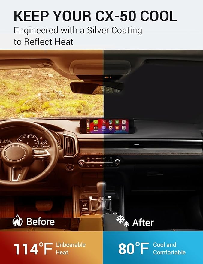 Proadsy Windshield Sun Shade for Mazda CX-50 2023 2024 2025 2026 Custom Fit - Image 3