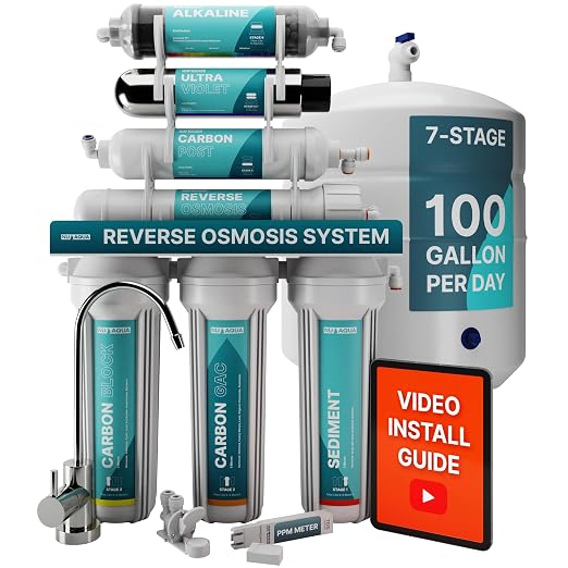 NU Aqua 7-Stage UV & Alkaline Under Sink Reverse Osmosis Water Filter System by NUAqua