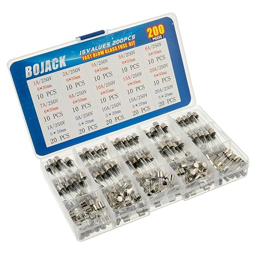 BOJACK 15 Values 200 pcs Fast-Blow Glass Fuses Assortment Kit 5x20mm 250V 1 5 - Image 2