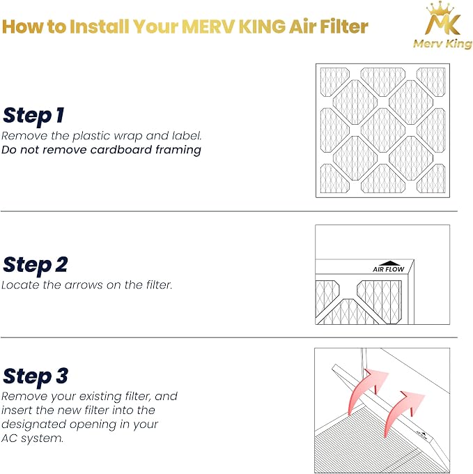 MervKing 20x25x5 Air Filter Actual Size: 19.88" x 24.88" x 4.38" MERV 11 MPR - Image 4