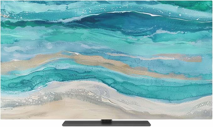 Marine Coastal Wave Turquoise Ombre Indoor TV Cover, Elastic TV Screen by Unknown
