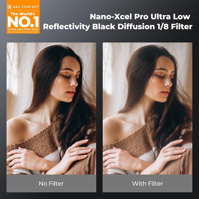 K&F CONCEPT 77mm Black Diffusion 1/8 Filter Mist Cinematic Effect Black - Image 2