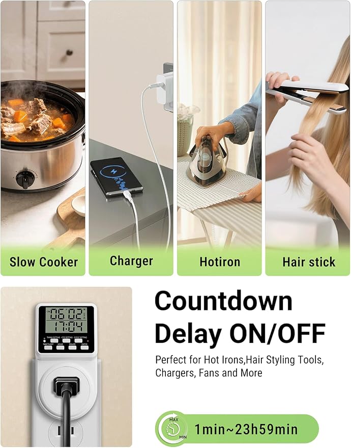 Techbee Indoor Digital Infinite Repeat Cycle Intermittent Outlet Timer Plug 24 - Image 5