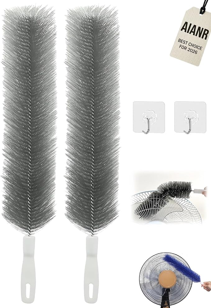 Bendable Microfiber Head Reusable Dust Remover Fan Cleaning Brush Flexible by AIANR