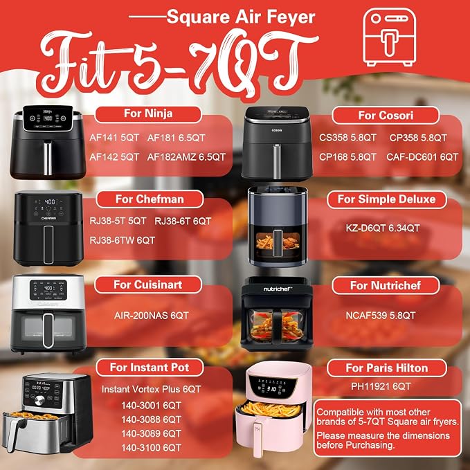 Air Fryer Accessories for Cosori TurboBlaze 6 Qt | 5.8 QT | 6.5 Qt, Ninja AF141 - Image 2