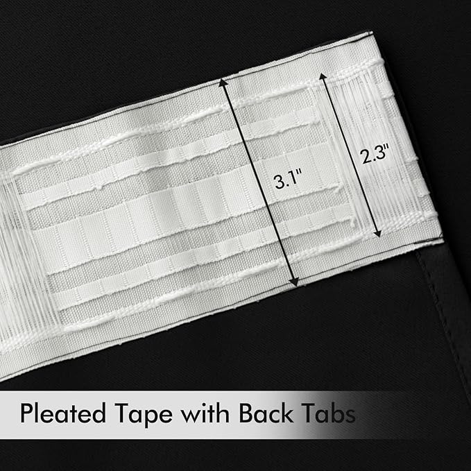 MIULEE Back Tab Blackout Curtains 120 Inch Long 2 Panels Set for Living Room Bedroom Privacy, Halloween Black Rod Pocket/Pinch Pleated Extra Long Thermal Insulated Room Darkening Light Blocking Drapes