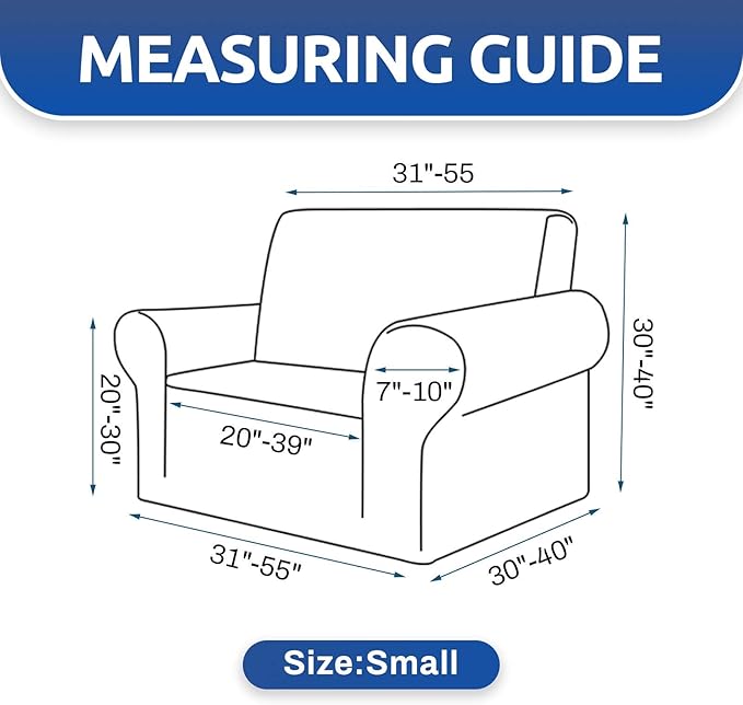 KEKUOU Stretch Single Sofa Slipcover 1 Piece Couch Sofa Cover (31"-55") Furniture Protector 1 Seater Sofa with Elastic Bottom for Kids,Pet.Jacquard Small Checked Pattern Fabric(Small,Riverside)