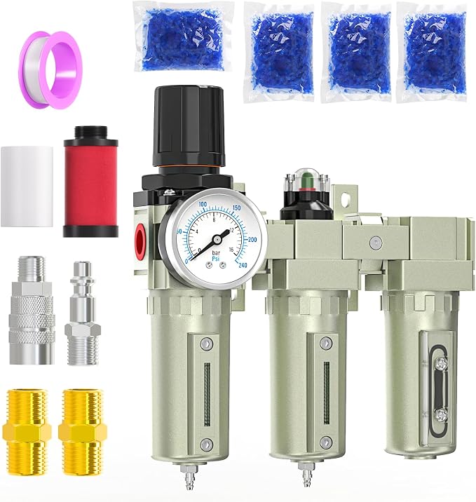 Heavy Duty Industrial Grade 3/4" NPT 3 Stage Air Drying System, Coalescing by MEANLINMEASURE