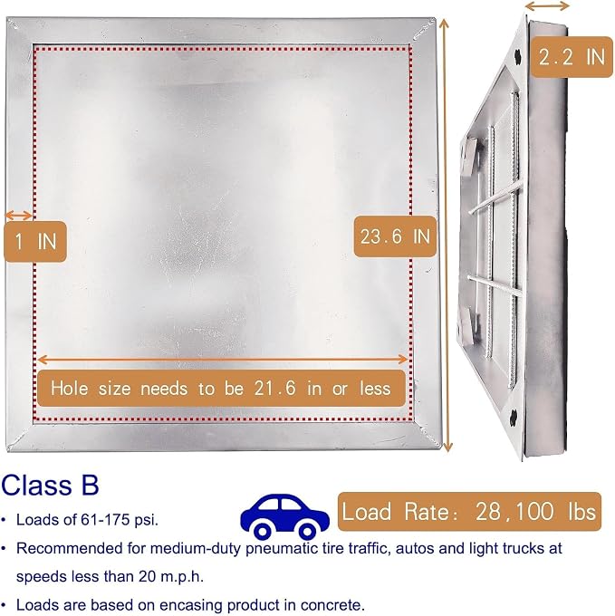 24x24 in Invisible Stainless Steel Manhole Cover and Frame - Image 2