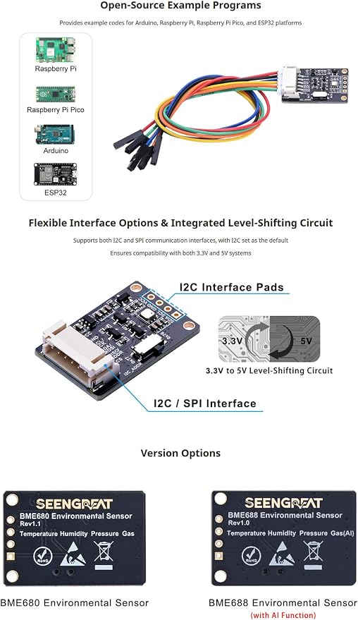 BME688 Environmental Sensor Module, Temperature Humidity Pressure VOC Sensor - Image 6