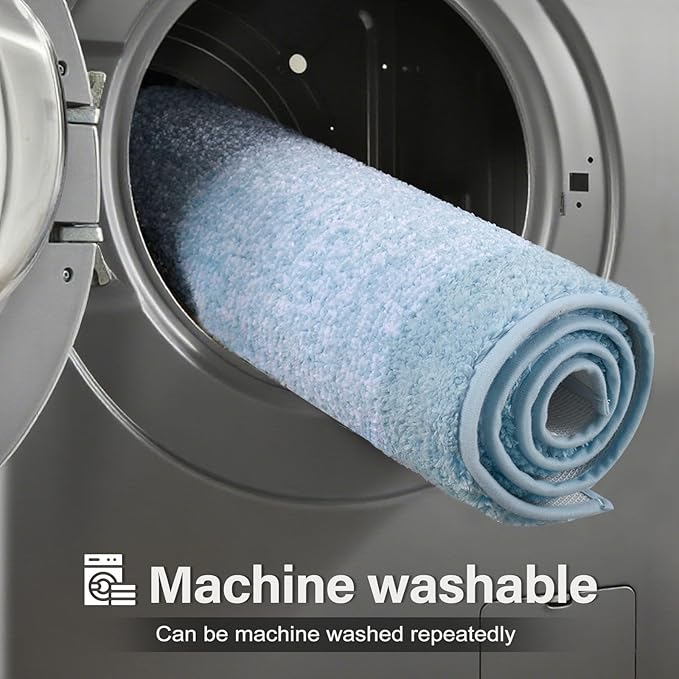 60x24 Long Bathroom Rugs Washable Non Slip, Light Blue Bath Mat for Bathroom Floor Tub, Soft Absorbent Quick Dry Mats for Shower, Bathtub,Home Decor