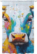 Sheer Curtains 84 Inches Long, Funny Colorful Cow Semi Sheer Curtains Light by Unknown