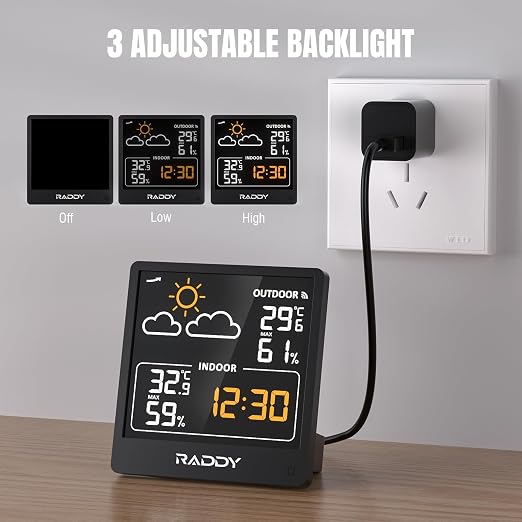 Raddy WF-50V Indoor Outdoor Thermometer Hygrometer, Wireless Weather Station - Image 8