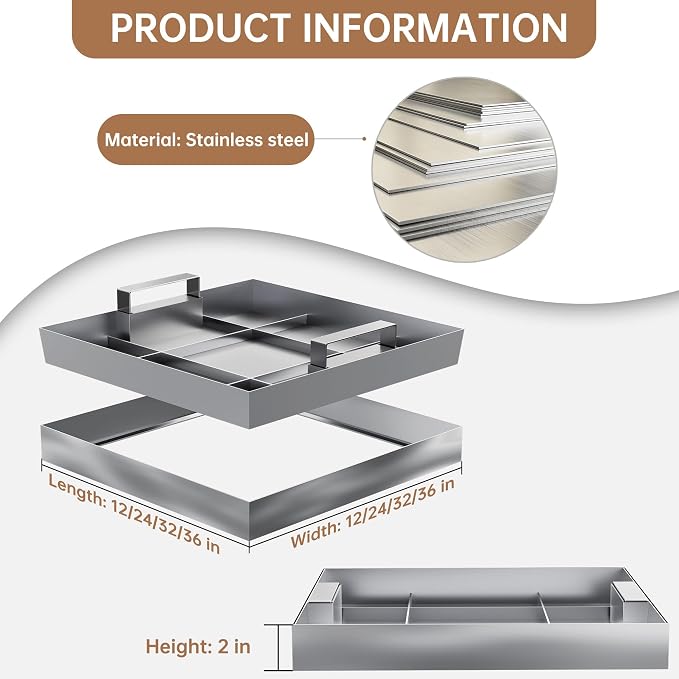 24inx24 inch Stainless Steel Invisible Manhole Cover and Frame, Square Recessed - Image 2