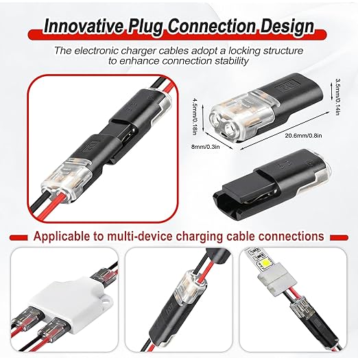 50Pcs Standard Quick Connect Wire Connectors – No Stripping Double Wire Plug in - Image 3