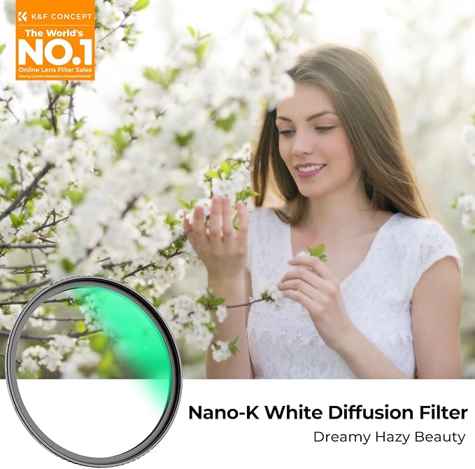 K&F CONCEPT 55mm White Mist 1/4 Filter, 18 Multi-Layer Coatings Dreamy Soft - Image 2