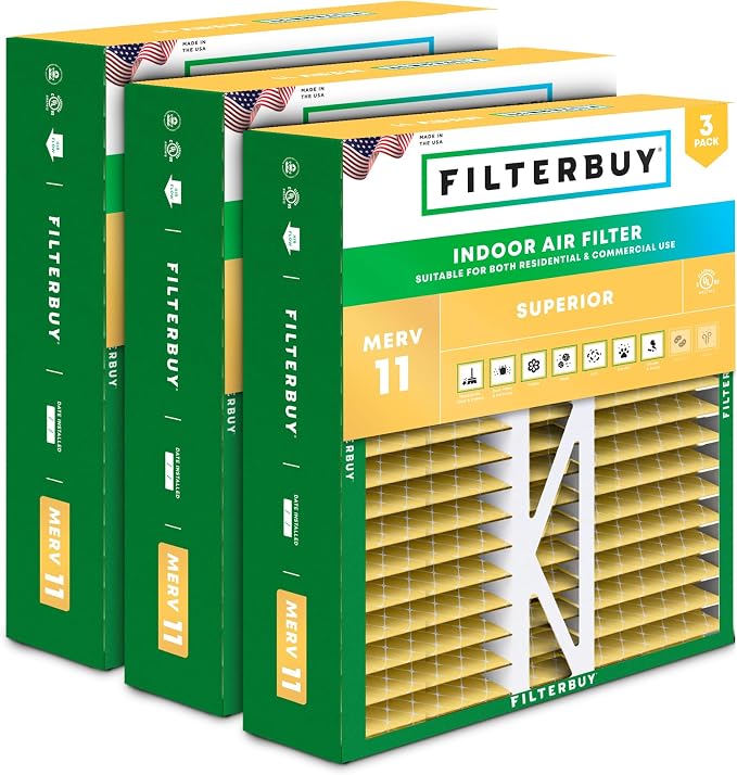 Filterbuy 20x20x5 Air Filter MERV 11 Superior Pet & Allergy Defense, Pleated by Filterbuy