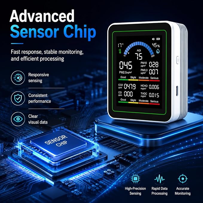 10-in-1 Air Quality Monitor, CO2 Monitor & Air Quality Test Kit - Image 6
