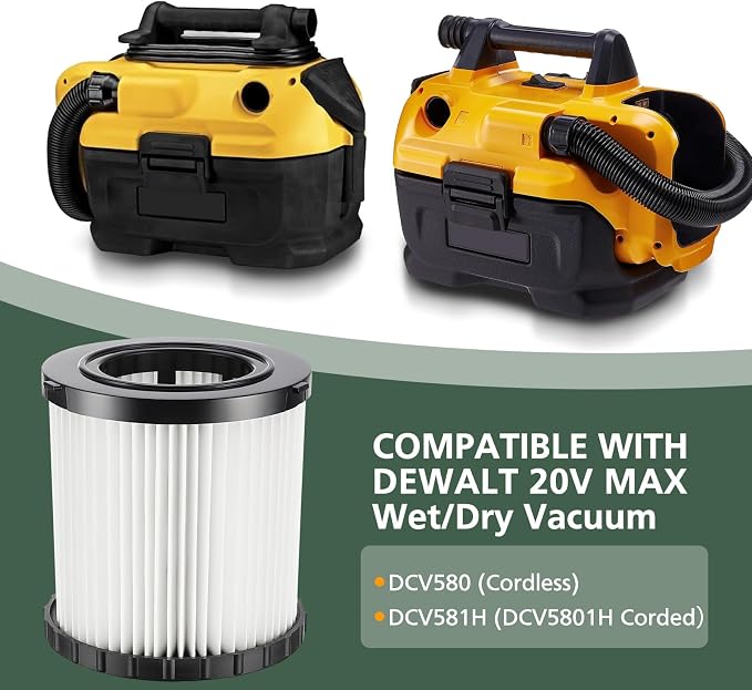 DCV581H DCV580H Vacuum Filter for DEWALT 20V MAX Shop Vac Cleaner Cordless and - Image 2