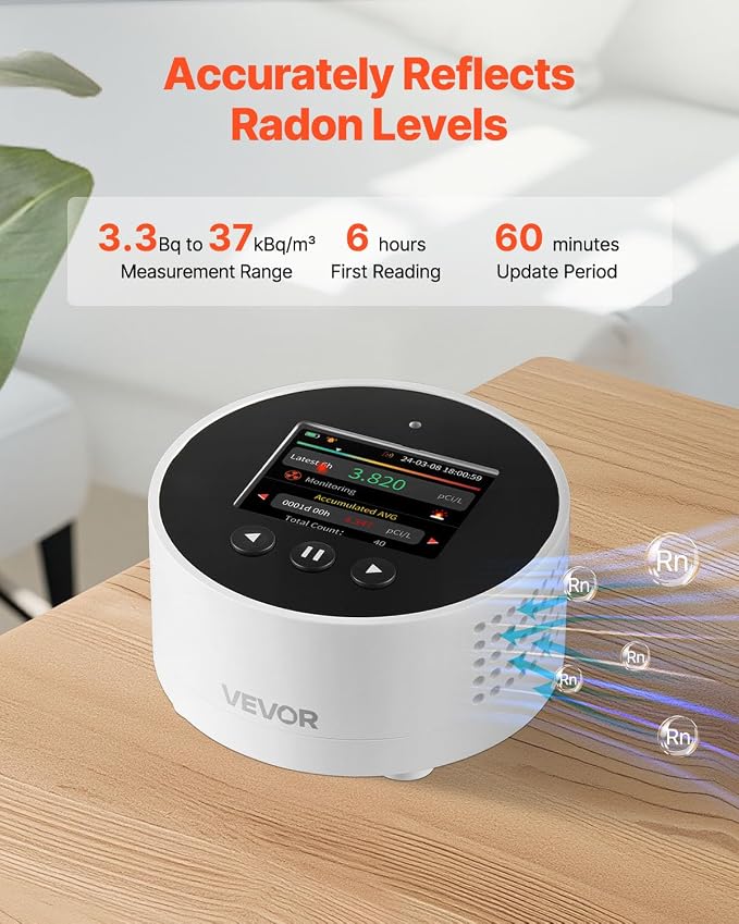 VEVOR Radon Detector for Home, Portable Radon Gas & Air Quality Monitor - Image 3
