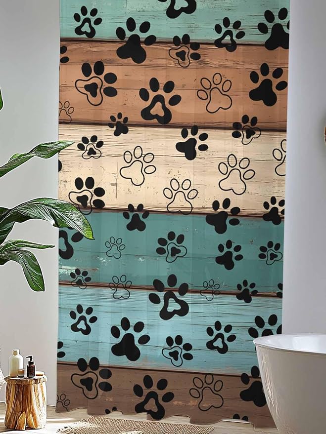 Sheer Curtains 108 Inches Long, Vintage Farmhouse Country Wooden Grain Privacy - Image 4
