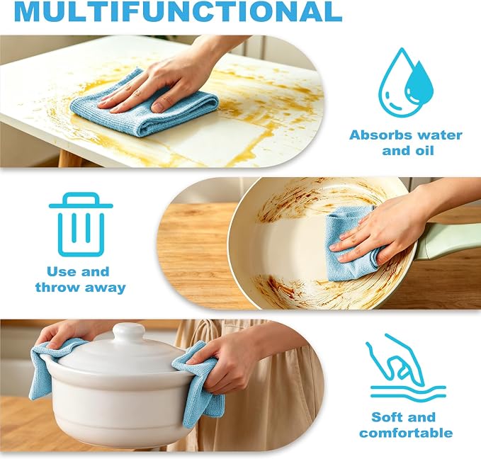 Puomue 55 Pack Microfiber Cleaning Cloth Roll, Tear Away Reusable Paper Towels - Image 5