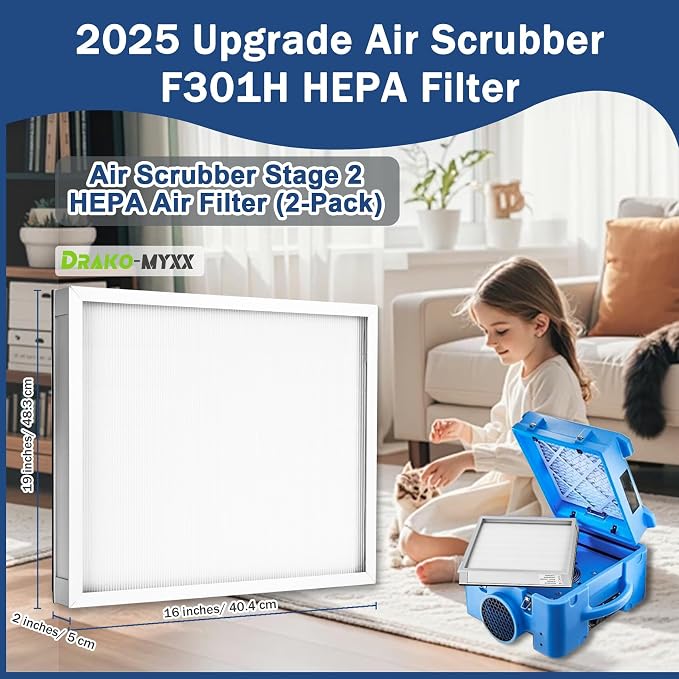2 Pcs Upgrade HEPA 550 Filter, F301H Air Scrubber Stage 2 HEPA Filter, HEPA Air - Image 2