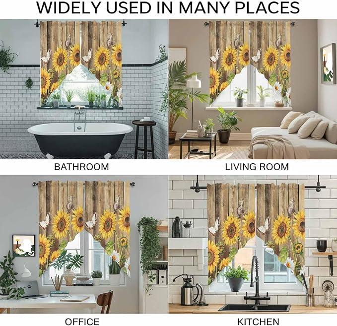 Farmhouse Sunflowers Swag Valances - Image 9