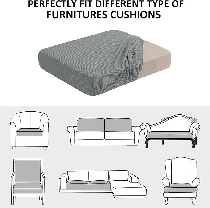 Water Repellent Sofa Seat Cushion Covers High Stretch Furniture Protector (Sofa Cushion, Dove Grey)
