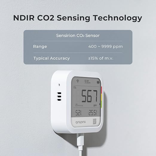 Qingping CO2 Monitor Thermometer Hygrometer, Remote Monitoring via Qingping IoT - Image 3