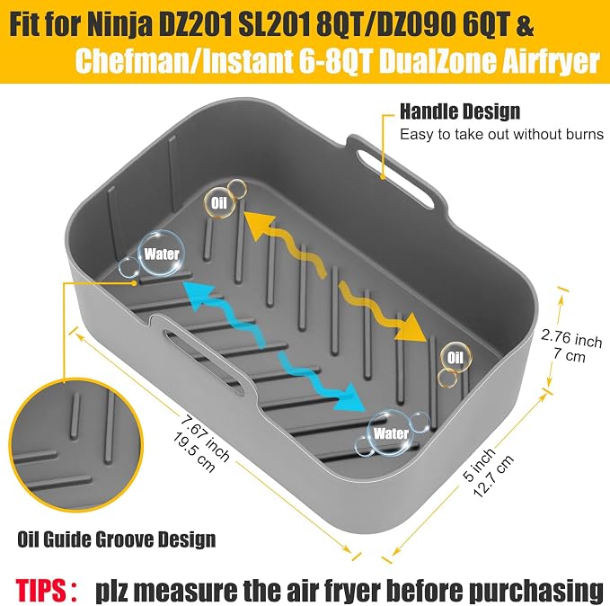 2Pcs Air Fryer Silicone Liners Rectangular - Image 2