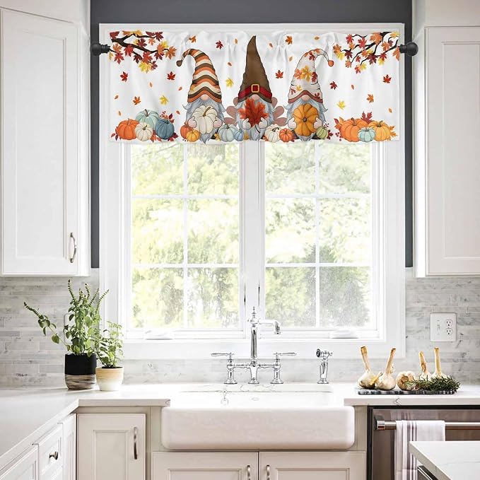 Fall Kitchen Curtain Set, Light Filtering Short Curtains Valance - Image 3