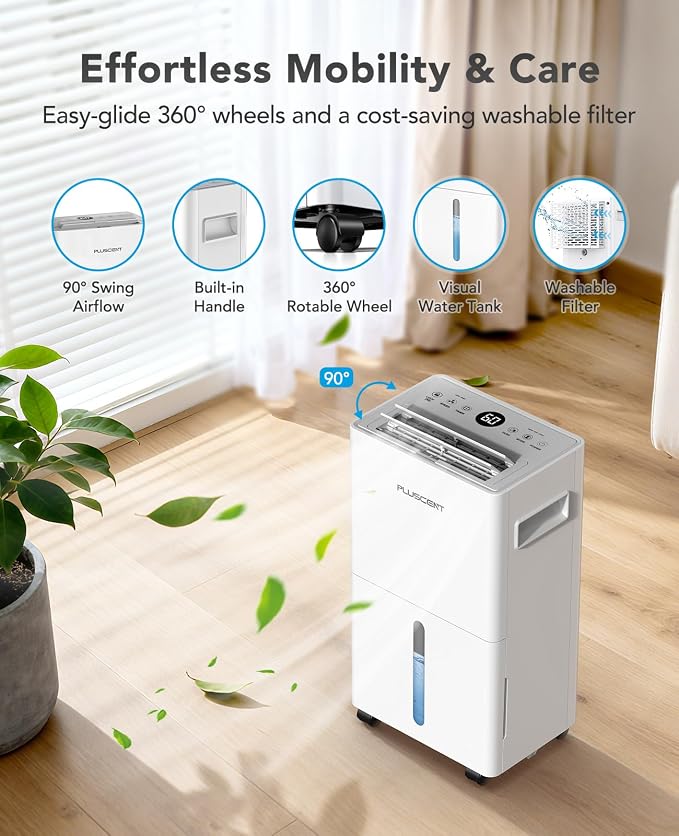 PLUSCENT 21 Pint Dehumidifier for Basement and Home, 1500 Sq Ft Portable - Image 8