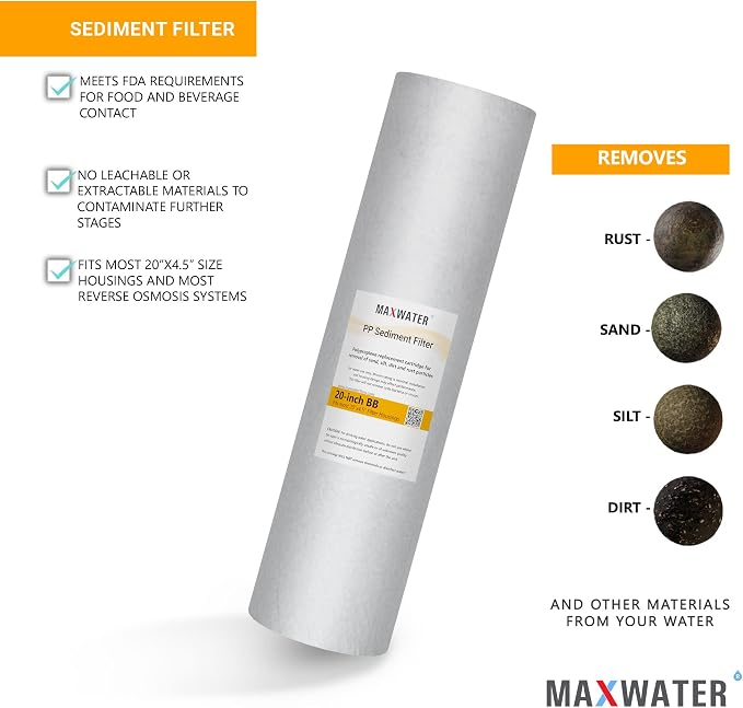 Max Water 5 Micron 20 x 4.5 Sediment Filter 20 inch Whole House BB Water - Image 3