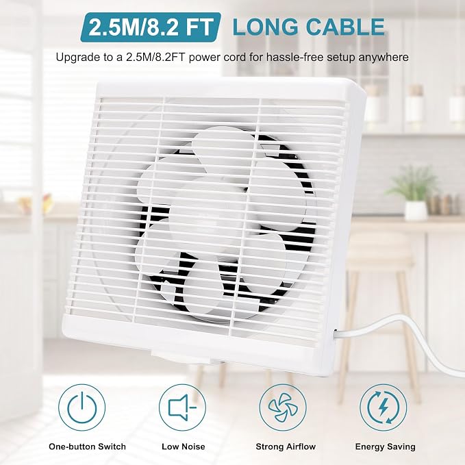 12 Inch Exhaust Fan with Mesh, Through-Wall Window Ventilation Fan, 110V - Image 3