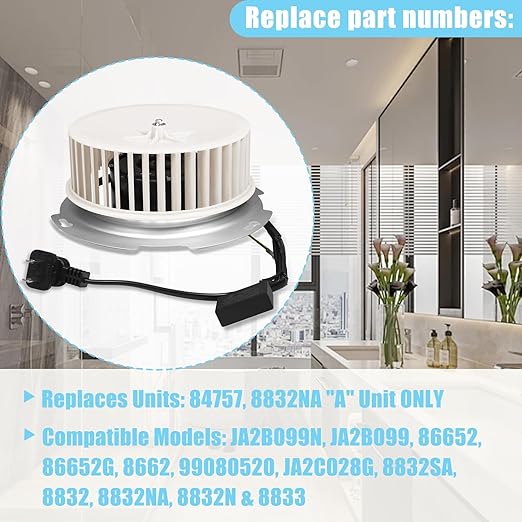 Upgraded 8832NA Blower Motor 84757 JA2B099N Bathroom Fan Motor Replace 8832NA A - Image 4