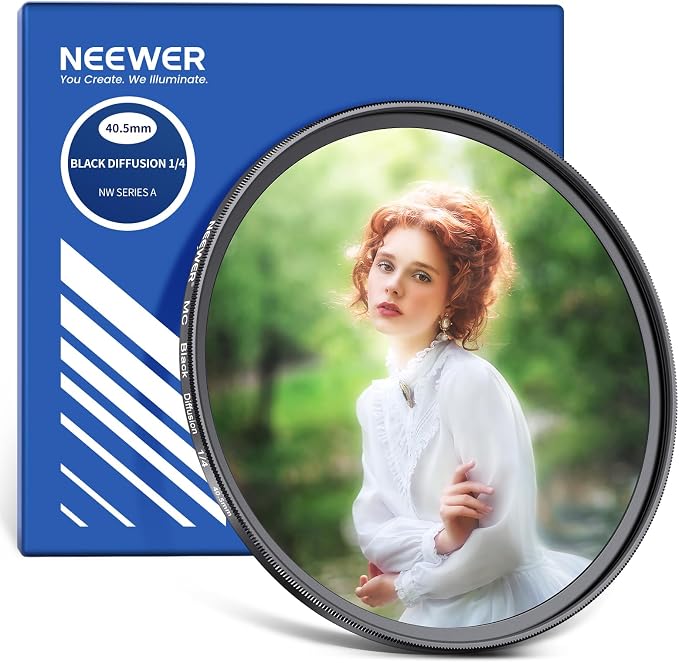 NEEWER 40.5mm Black Diffusion 1/4 Filter Dreamy Soft Cinematic Camera Lens by Neewer