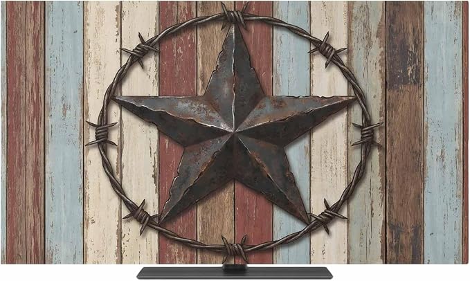 Retro Country Star Wood Board Indoor TV Cover, Elastic TV Screen Protector by Unknown