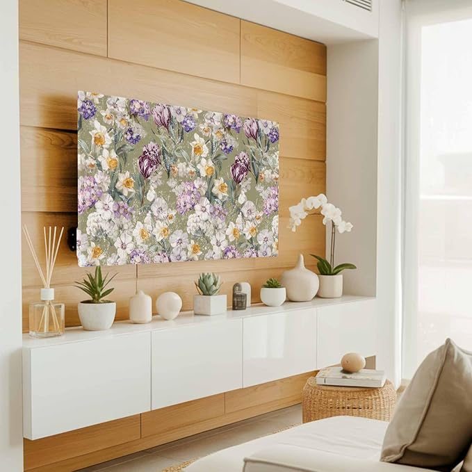 Vintage Blossom Floral Country Indoor TV Cover, Elastic TV Screen Protector - Image 2