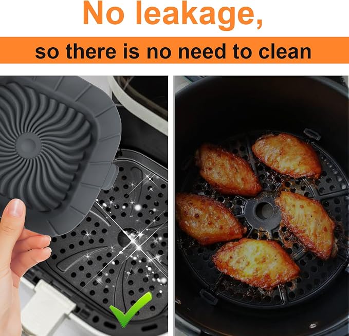 Air Fryer Silicone Liners for Most 1-2 Qt Mini Air Fryer, 3 Pack Square Small - Image 6