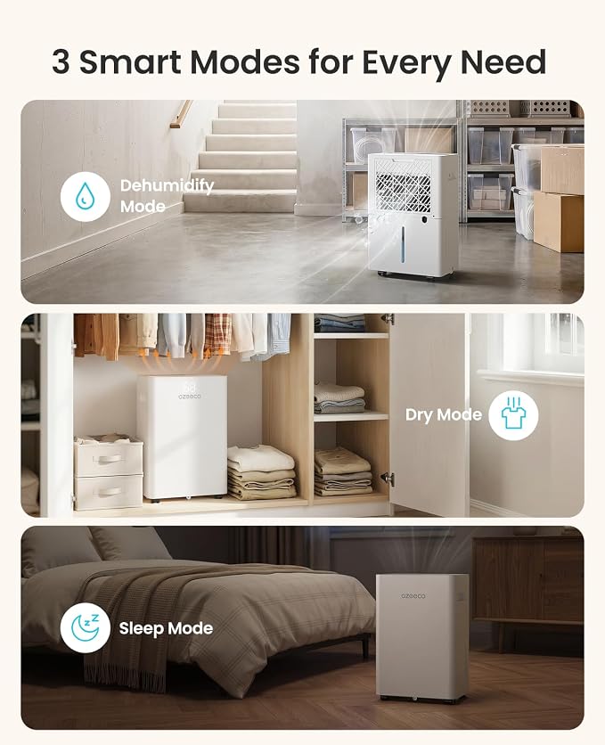 34 Pint Dehumidifier for Basement up to 2500 Sq.Ft, ozeeco Home Dehumidifier - Image 6