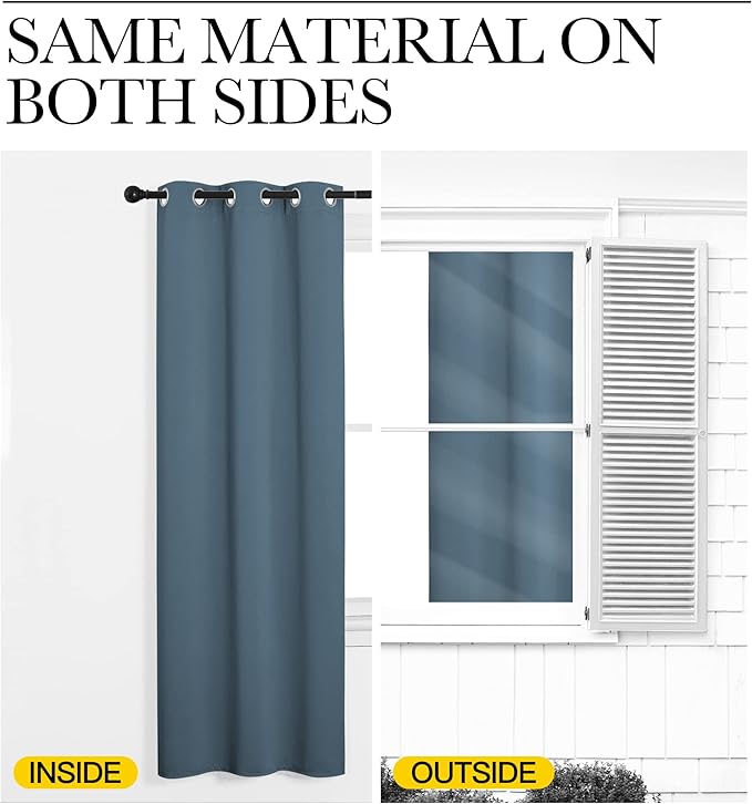 NICETOWN Smoky Blue Blackout Curtains 120 inches Length for Living Room, 2 Panels, 55" Wide, Thermal Insulated Long Drapes for Large Window