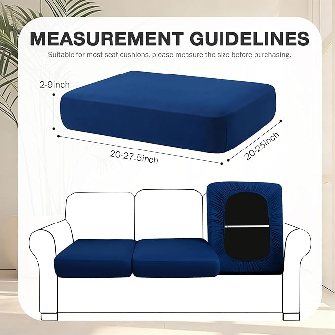 hyha 8Pcs Patio Cushion Covers, Stretch Outdoor Couch Cushion Covers Replacement, Washable Outdoor Chair/Sofa Slipcovers for Patio Furniture Cushions Protector with Elastic Bottom(Navy,Cover Only)