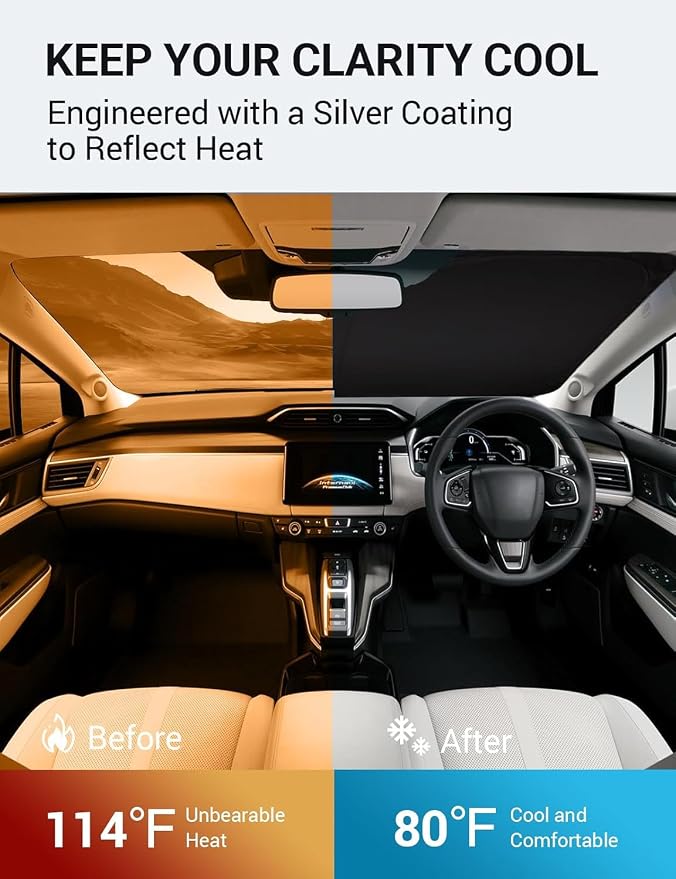 Proadsy 2026 Upgrade Windshield Sun Shade Custom Fit 2017-2021 Clarity Foldable - Image 3